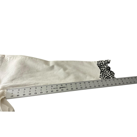 LOFT The Boot Crop Womens 8P White Pants Black Embroidered Hem High Rise Petite - Picture 8 of 10